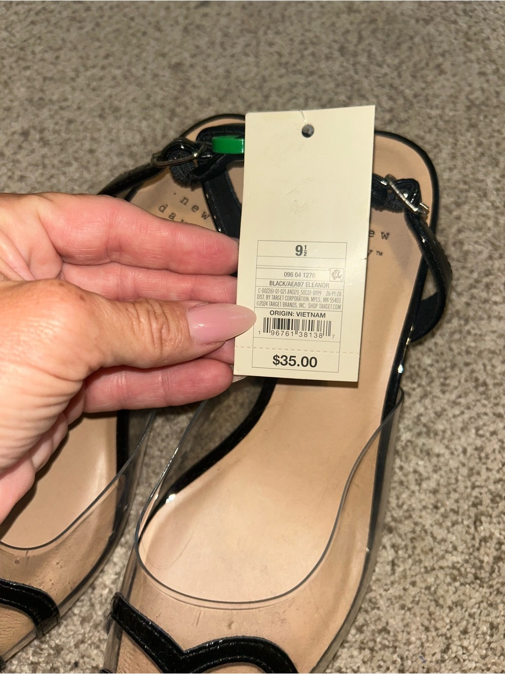 NWT a new day Black and Clear Pointed Heart Accent Slingback Flats Sz 9.5 - Picture 5 of 5